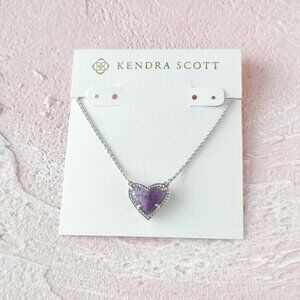 Kendra Scott Ari Heart Amethyst Silver Necklace